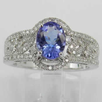 1.5 Karati Blue Diamond Luksuznih Ženskih Posla Poroka Poročni Prstan Velikost 6-10