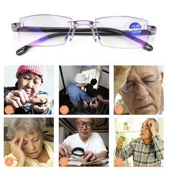 +100-+400 Stopnja Spolne Ultra Lahka Rimless Obravnavi Očala Proti Blue-Ray Sevanja Presbyopia Računalnik Očala Zaščito Za Oči