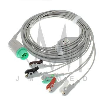 12pin EKG EKG 3/5 Vodi iz enega kosa Kabla in Elektrode Leadwire za Fukuda DS-7100 monitor Pacienta, Snap/Posnetek/PIU Aligator posnetek.
