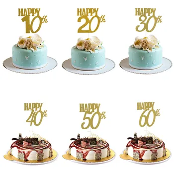 1Pcs Zlato Happy 30th Birthday Cake Pokrivalo Vesel 40/50/60. Papir Rojstni dan Torta Dekoraterstvo Dobave Rojstni dan Dobave.