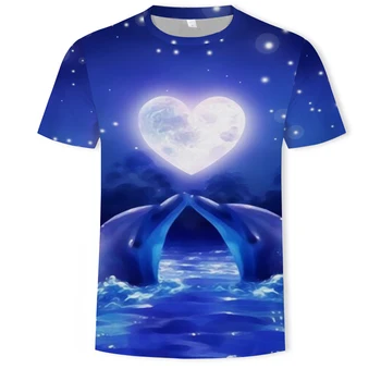 2021 Moda Novo Podvodni Svet No. 2 zrcalar in Mandarin Ribe 3D Natisnjeni Vzorec moška T-shirt Kratek Rokav Obleka