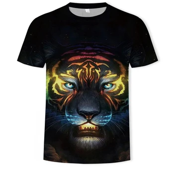 2021 Novo Živalsko Divji Tiger 3D Tiskanje moška T-shirt Krog Vratu po Meri Športne Moške Ulica Mehkega Materiala Svoboden T-shirt