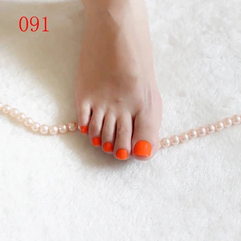 24PCS modno oblikovanje lepe prste najnovejši francoski stil sladkarije pisane ponaredek toe sveže Oranžna #091