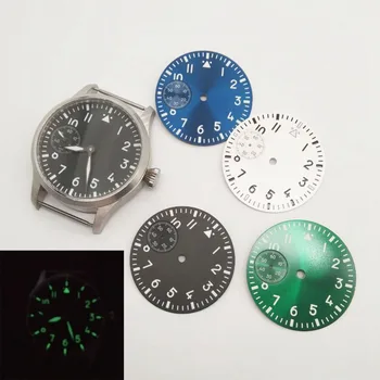 42mm Safirno Steklo Watch Primeru,+Gumbom+Roke Zelena Svetleča iz Nerjavečega Jekla, Primerni 6497 st3600 Ročno Navijanje watch Gibanja