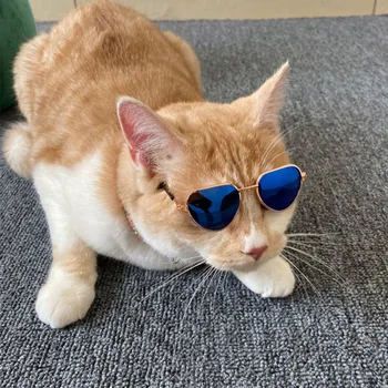 9 Stilov Pet sončna Očala Klasični Okrogli Kovinski Osebnost sončna Očala za Mačke ali manjše Pse Moda Mačka Očala