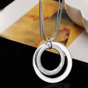 925 Sterling Srebro lepe plemenito razkošje, čar, moda ženske lady čare poroko krog Ogrlica 18 palcev Srebrni nakit