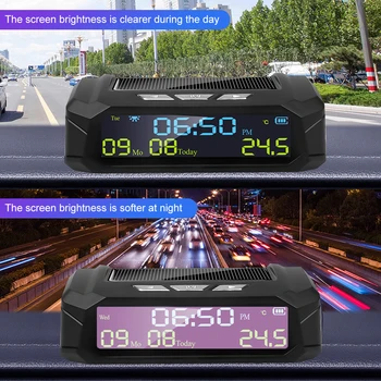 Avto Auto Digitalna Ura V Avtu Prikaz Temperature Videz Sončne LCD TPMS s Datum za Zunanji Deli Osebni Avto Dodatki