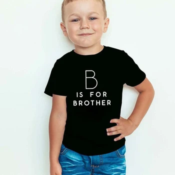 B je za Brat Otroci Fantje T-majice Poletje Kratek Rokav Brat Napoved Tshirts Velikega Brata, Da Se Sorodstveni Majica Oblačila