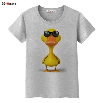 Bgtomato Nov slog kul Malo rumeno raco 3D Majice s kratkimi rokavi Ženske smešno Design srčkan Živali Majice blagovne Znamke dobre kakovosti priložnostne vrhovi