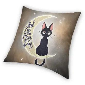Black Cat In Luna Vzorec Blazine Pokrov 3D Tiskanje Risanka Mucek Tla Vzglavnik za Kavč Kul Prevleke Domu Dekorativni