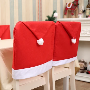 Božič Stol Zajema Red Hat Santa Claus Stol Nazaj Zajema Tabela Stranka Dekor Novo Leto Navidad Doma Dekoracijo Para El Hogar