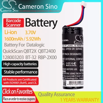 CameronSino Baterija za Datalogic QuickScan QBT2X QBT2400 ustreza Datalogic 128003203 BT-32 črtne kode Skener baterije 1600mAh/5.92 Wh