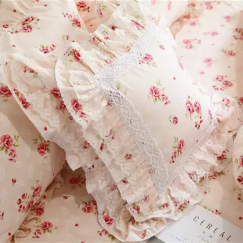Cvetlični Evropske vezenje blazine pokrov ruffle Čipke bombaž blazino pokrov plasti elegantna posteljnina prevleke princesa vzglavnik