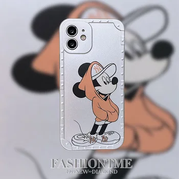 Disney Mickey Risanka Plating Primeru Mobilni Telefon za iPhone 13 13Pro 12 12Pro 11 Pro X XS MAX XR 7 8 Plus Srčkan Pokrov