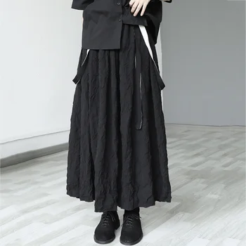 [EAM] Visoko Elastični Pas Black Naguban Naramnice Priložnostne Polovico telesa Krilo Ženske Modni Plima Novo Pomlad Jesen 2022 1DD7338