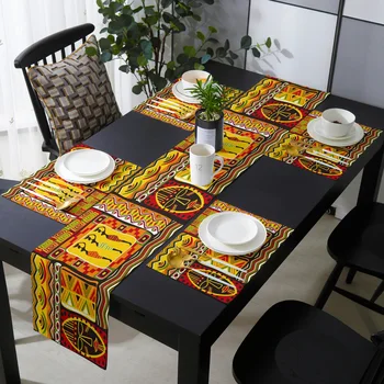 Eksotične Afriške Ženske Geometrijske Oblike Namizni Tekač in Placemats Set Poroko Tabela Dekoracijo Namizni Tekač za Kuhinjo, Jedilnico