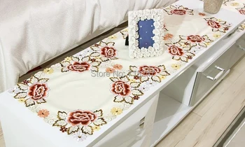Elegante Saten Borduren Bloemen Tafelkleden Handgemaakte Geborduurde Pioen Bloem Tafelkleed Handdoek Kritje Prekrivke