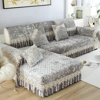 Evropski stil zlato žametno krilo kavč, blazine, preprosta kombinacija kavč zgosti non-slip kavč, blazine kritje brisačo, prah pokrov