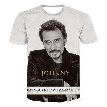Johnny Hallyday T-shirt Unisex Modna Priložnostne 3D Natisnjeni T-majice Moške Ženske Hip Hop Ulične Prevelik Tee Vrhovi