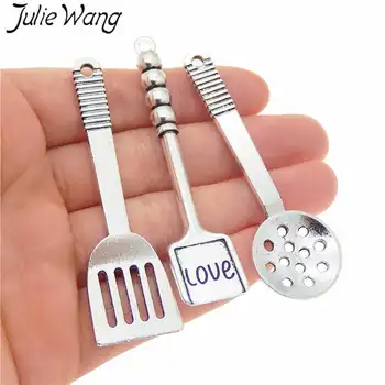 Julie Wang 3PCS Mešani Kuhanje Lopato Kuhinja Orodje Čare Zlitine Antique Silver Barvno Zapestnico Nakit, Izdelava Obesek za dodatno Opremo
