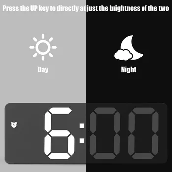 LED Digitalna Ura Glasovni Nadzor Glasovni Nadzor Postelji Čas, Prikaz Temperature Akril/Ogledalo Dremež Budilka