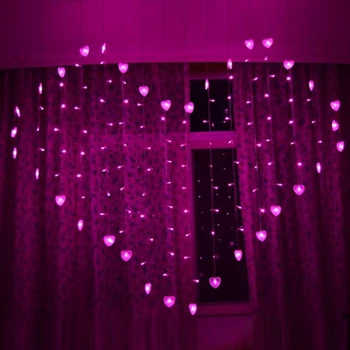 LED pravljice niz zavesa Svetlobe v obliki Srca 124 Led Za Božič Wedding party okno garland Valentine dekor niz luči