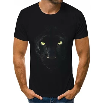 Lev, Tiger T-shirt za Moške Slikarstvo, Fotografija 3D Tiskanje Hip Hop Ulične Svoboden Udobno Tkanine O-Vratu moška T-shirt majica