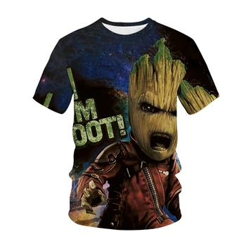 Marvel T Shirt Za Moške Poletne Superheroj Groot 3D Tiskanje majice Filma Varuh Galaxy Nova Vaza Ženske Tshirt Vrhovi 6XL