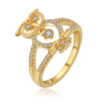 Moda Klasični Zlati Barvi Ring Elegantno Sova Jasno Kristalni Nakit, Poročni Udejstvovanje Stranka Darilo