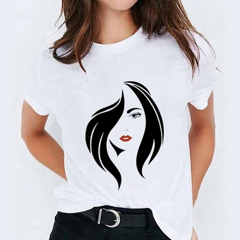 Moda za Ženske majice Risanka dekle Obraz Tiskanje ženski zgornji deli oblačil Tees kawaii Grafični T Shirt Kratek rokav Priložnostne harajuku Lady TShirt
