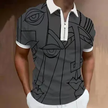Moške 2021 Kratek Rokav Polo Majica 3D Tiskanih Priložnostne Moda Svoboden Poletje River Zadrgo Moški Najbolje Prodajanih Visoke Kakovosti