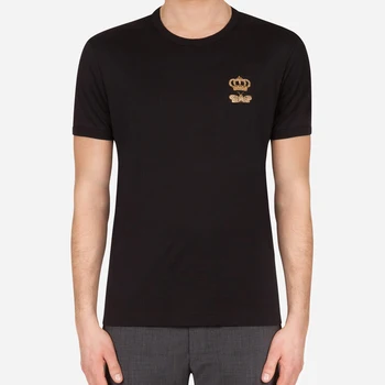 Moški bombaža t-shirt z čebel in krono vezenje Kratek Rokav T-shirt PP|420261523