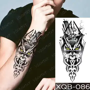 Nepremočljiva Začasni Tattoo Nalepke Rumene Eyed Sova Flash Tetovaže Gozdni Volk Tiger Zmaj Body Art Roko Ponaredek Tattoo Ženske Moški