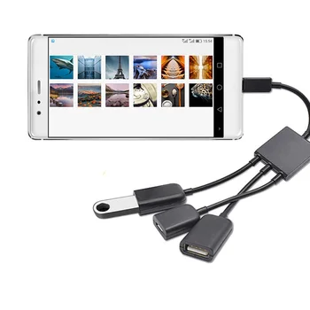 New Vroče 3 V 1 Micro USB Napajanje Polnjenje OTG Hub Kabel Adapter Pretvornik Extender za Samsung Sony Toshiba