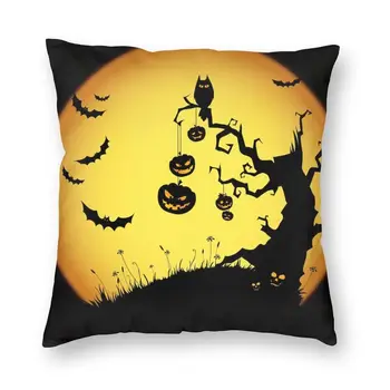 Nordijska Straši Halloween Drevo Bučna Zapnite Luna Temna Noč Vzglavnik Za Kavč, Prevleke Dnevna Soba Dekoracijo
