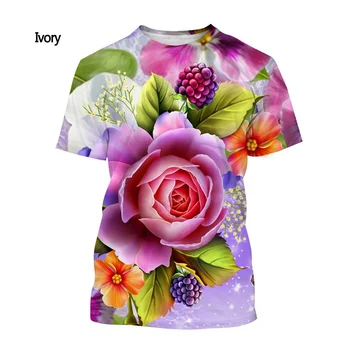 Nova Moda Havajski Cvetlični 3D Natisnjeni T-shirt za Moške in Ženske Poletje Priložnostne Kratka sleeved Majico Vrhovi