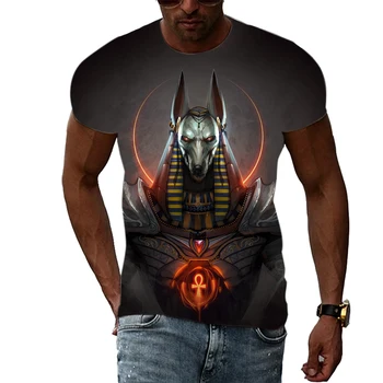 Nova Moda Kul Stil Grim Reaper Anubis Tiskanje Moške majice Poletje Priložnostne Trend Priljubljen grafični t srajce Hipster T-shirt
