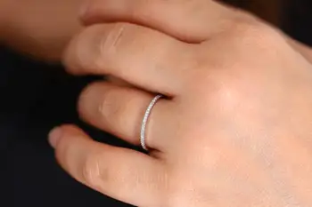 Nova moda nekaj obroč ustvarjalne eno vrstico diamantni prstan, poln kristalno cirkon obroč za mikro diamant diamantni prstan srebro 925