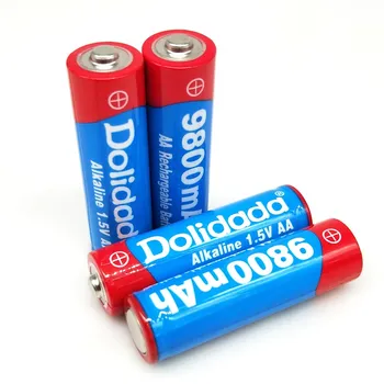 Novo AA baterija za ponovno polnjenje 9800mAh 1,5 V Novi Alkalni bateriji za led luči, igrače, mp3 + 1pcs 4-celično baterijo polnilnik