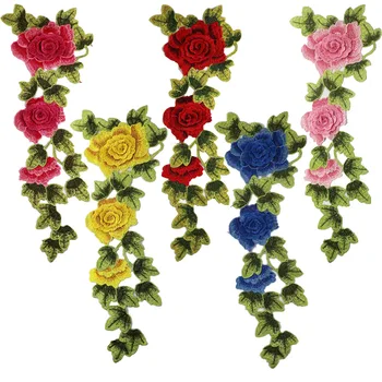 Novo Vezenje Cvetlični Cvetlični Popravki Sew na Rose Cvetje Obliž DIY Nalepko Oblačila Pribor Decration Zahtevek za Oblačila