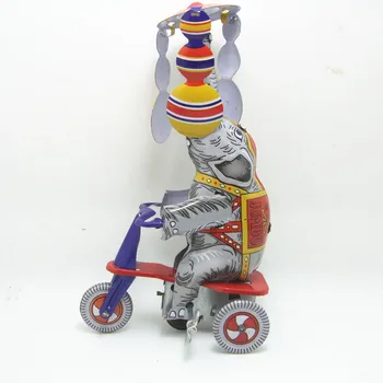 Odraslih Kolekcija Retro Veter Igrača Kovinski Tin Cirkuških Akrobacij, Slon na Tricikel Mehanske Planu Igrača Slika Darilo