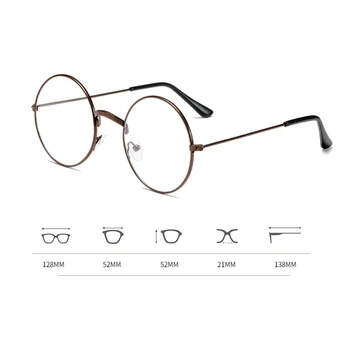 Okrogla Očala Ženske Moški Letnik Krog Klasičnih Kovinskih Ravno Ogledalo Optičnih Očal Okvir Unisex Vizijo Očala