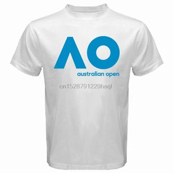 Op Avstralije Ao Tenis Prvenstvo Logotip Moških Belega T-Shirtmen Znane Blagovne Znamke Oblačil Moške Majice Bombaža, Plus Velikost