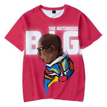 Pevka B. I. G BIGGIE 3D printed majica s kratkimi rokavi Moški/ženske Modni Priložnostne Hip-hop Harajuku Majica Poletje Krog Vratu Ulične Vrhovi