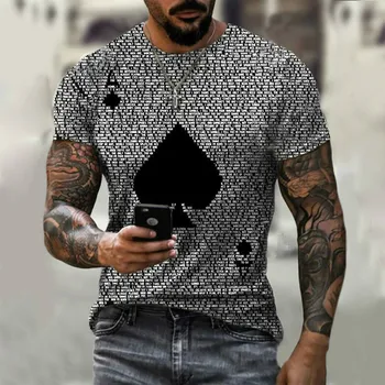 Poletje men ' street fashion majica kariran v obliki srca 3D tiskanje ustvarjalne znake casual velikost kratek sleeved majica s kratkimi rokavi