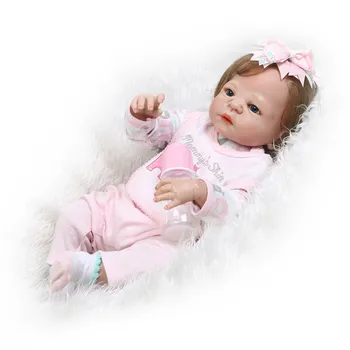 Polni silikona telo prerojeni baby doll 22 palčni novorojenčka Victoria Dekle bebe živ resnično lutka lahko kopajo otroci darilo igrače