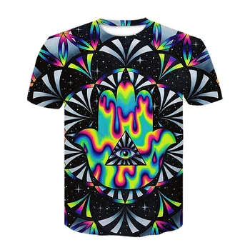 Psihedelični t shirt za Moške Omotica grafični T srajce Priložnostne ženska Majica 3D Tiskanje Pisane majice 3d Hip Hop Zabavno T-shirt