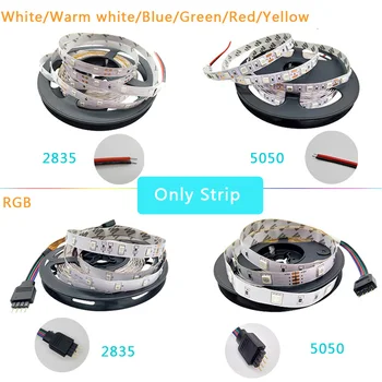 RGB 300 LED trak svetlobe, 5m 60LEDs/m 2835 SMD 5050 Bela Topla Bela, Rdeča, Modra, Bluetooth, LED trak 12V Nepremočljiva prilagodljiv Trak