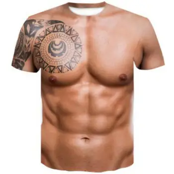 Seksi Tetovirane Mišičastega Moškega 3DT Majica Živali Tiskanja Vrh Moške Poletne Hip-Hop Street Style Smešno T-Shirt