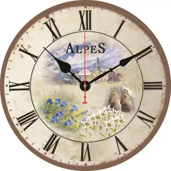 Sivka Letnik Vijolično Evropske Retro Cvetlični Lesene Stenske ure Enostaven za Branje Dekorativne Stenske Ure